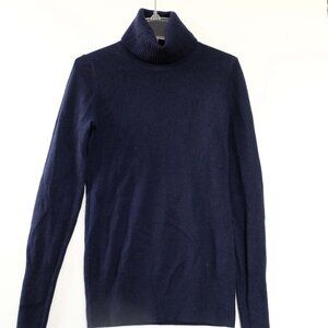 EUC J CREW 100% Cashmere Turtleneck Sweater XS Navy Blue